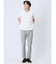 リンクス縦柄 フェイクVネック半袖Tシャツ