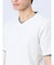 リンクス縦柄 フェイクVネック半袖Tシャツ