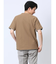 リンクス縦柄 フェイクVネック半袖Tシャツ