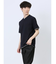 リンクス縦柄 フェイクVネック半袖Tシャツ