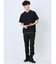 リンクス縦柄 フェイクVネック半袖Tシャツ