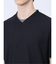 リンクス縦柄 フェイクVネック半袖Tシャツ