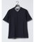 リンクス縦柄 フェイクVネック半袖Tシャツ