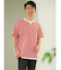 さまになる フェイクレイヤード キーネック半袖Tシャツ