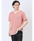さまになる フェイクレイヤード キーネック半袖Tシャツ