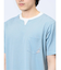 さまになる フェイクレイヤード キーネック半袖Tシャツ