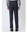 Woolen Tec On スリムフィット ノータックパンツ へリンボン青(セットアップ可能)