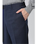 Woolen Tec On スリムフィット ノータックパンツ へリンボン青(セットアップ可能)
