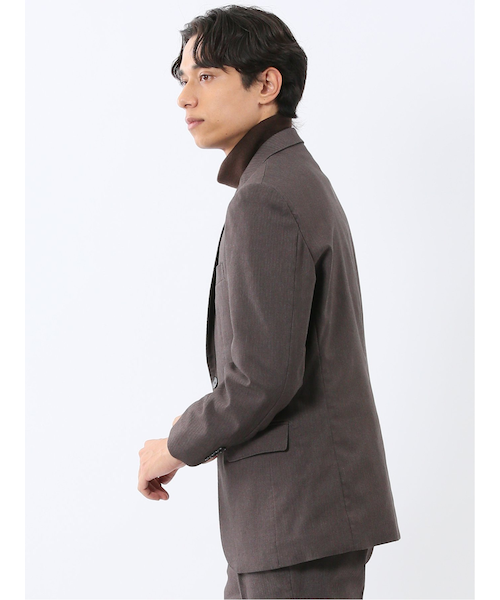 クロスストレッチ スリムフィット 2ボタンジャケット 茶