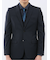 超光沢ウール混ストレッチ スリムフィット 2ボタン3ピーススーツ シャドーストライプ紺