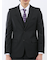 超光沢ウール混ストレッチ スリムフィット 2ボタン3ピーススーツ シャドーストライプ黒