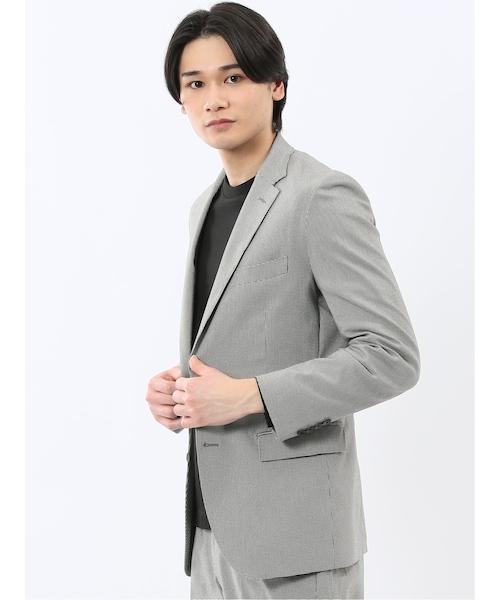ストレッチポンチ スリムフィット 2ボタンジャケット ライトグレー