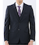 超光沢ウール混ストレッチ スリムフィット 2ボタン3ピーススーツ シャドー千鳥紺