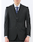 光沢ウール混 スリムフィット 2ボタン3ピーススーツ 組織黒