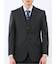 光沢ウール混 スリムフィット 2ボタン3ピーススーツ 組織黒