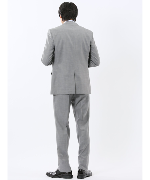 光沢ウール混 レギュラーフィット 2ボタン3ピーススーツ ストライプ