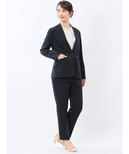 ダブルクロス テーパードパンツ 紺(セットアップ可能)｜タカキューの