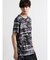 シェラック/SHELLAC メッセージ総柄グラフィック クルーネック半袖Tシャツ