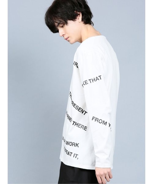 SHELLAC サーマル カットソー シェラック シェラック/SHELLAC ロゴプリントVネック長袖Tシャツ
