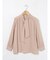 パウダーサテン ボウタイ風 長袖プルオーバーブラウス