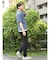kaule 裾フェイクレイヤード クルーネック半袖Ｔシャツ