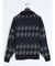 配色ダイヤ柄 ショールカラーニットアウター