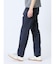 リネン混 スリムフィット ノータックパンツ 紺(セットアップ可能)
