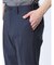 リネン混 スリムフィット ノータックパンツ 紺(セットアップ可能)