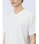 タックストライプ フェイクVネック半袖Tシャツ