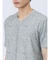 メッシュ 転写プリントフェイクVネック半袖Tシャツ