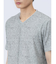 メッシュ 転写プリントフェイクVネック半袖Tシャツ