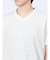 メッシュボーダー フェイクVネック半袖Tシャツ