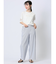 ストレッチ ボタン付き ワイドパンツ