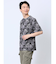 エンボスワッフル リーフ柄クルーネック半袖Tシャツ