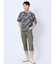 エンボスワッフル リーフ柄クルーネック半袖Tシャツ