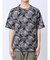 エンボスワッフル リーフ柄クルーネック半袖Tシャツ