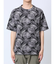 エンボスワッフル リーフ柄クルーネック半袖Tシャツ
