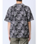 エンボスワッフル リーフ柄クルーネック半袖Tシャツ