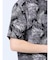 エンボスワッフル リーフ柄クルーネック半袖Tシャツ