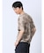 エンボスワッフル リーフ柄クルーネック半袖Tシャツ