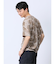 エンボスワッフル リーフ柄クルーネック半袖Tシャツ
