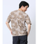 エンボスワッフル リーフ柄クルーネック半袖Tシャツ