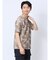 エンボスワッフル リーフ柄クルーネック半袖Tシャツ