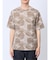エンボスワッフル リーフ柄クルーネック半袖Tシャツ