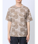 エンボスワッフル リーフ柄クルーネック半袖Tシャツ