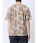 エンボスワッフル リーフ柄クルーネック半袖Tシャツ