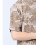 エンボスワッフル リーフ柄クルーネック半袖Tシャツ