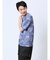 エンボスワッフル リーフ柄クルーネック半袖Tシャツ
