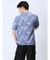 エンボスワッフル リーフ柄クルーネック半袖Tシャツ
