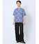 エンボスワッフル リーフ柄クルーネック半袖Tシャツ